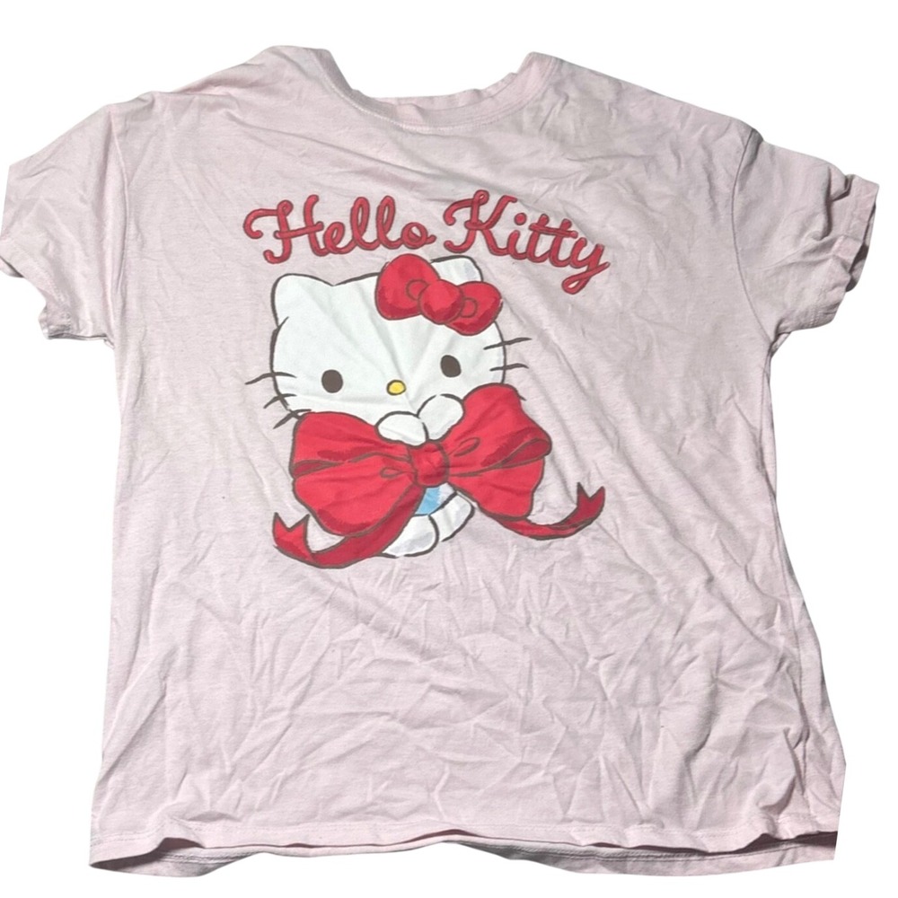 Sanrio Hello Kitty T-Shirt Pink Big Bow Graphic Tee Kawaii Aesthetic Womens S
